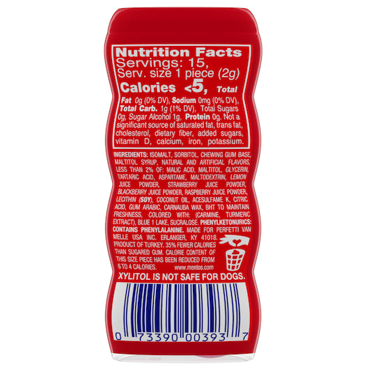 Mentos Sugar Free Pure Fresh Red Fruit Lime Gum, 12 x 10 x 15 PC Case - DOT product image 2