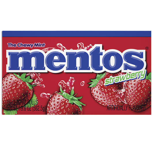 Mentos Strawberry Candy, 24 x 15 x 1.32 oz Case - Candy & Confections