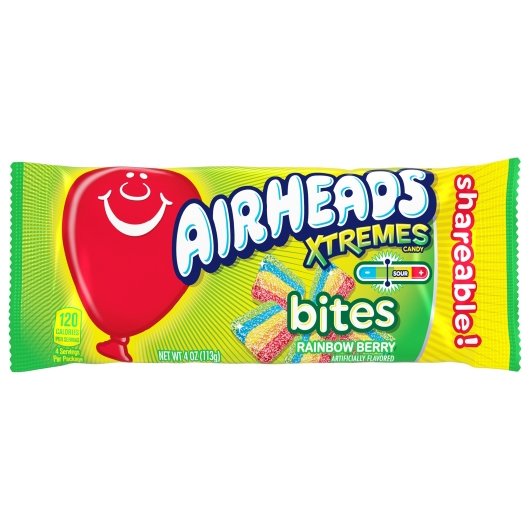 Air Heads Shareable King Size Xtremes Rainbow Berry Bites Share Pack, 8 x 18 x 4 oz Case - Candy & Confections