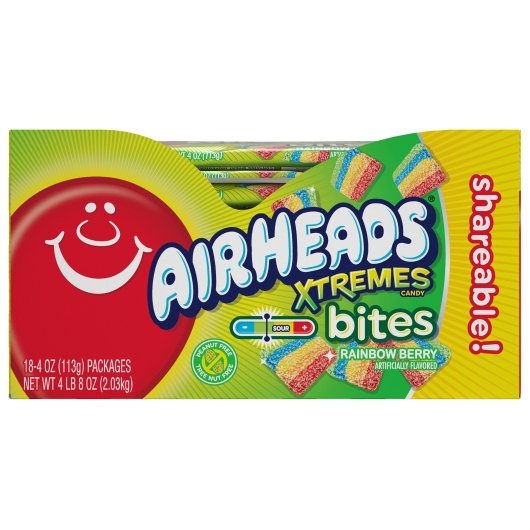 Air Heads Shareable King Size Xtremes Rainbow Berry Bites Share Pack, 8 x 18 x 4 oz Case - DOT product image 4