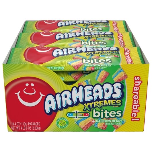 Air Heads Shareable King Size Xtremes Rainbow Berry Bites Share Pack, 8 x 18 x 4 oz Case - DOT product image 7