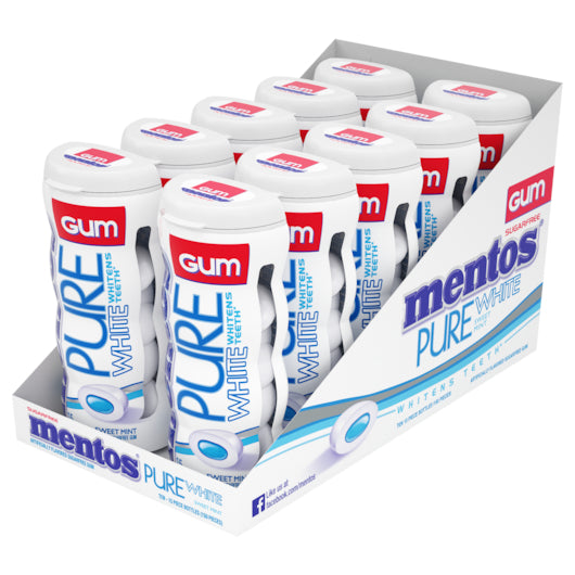 Mentos Sugar Free Pure White Sweet Mint Gum, 12 x 10 x 15 PC Case - DOT product image 2
