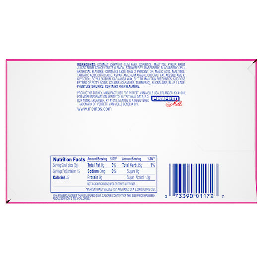 Mentos Sugar Free Pure Fresh Red Fruit Lime Gum, 12 x 10 x 15 PC Case - DOT product image 5