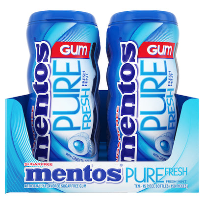 Mentos Pure Fresh Mint Gum, Pocket Bottle, 12 x 10 x 15 PC Case - Candy & Confections