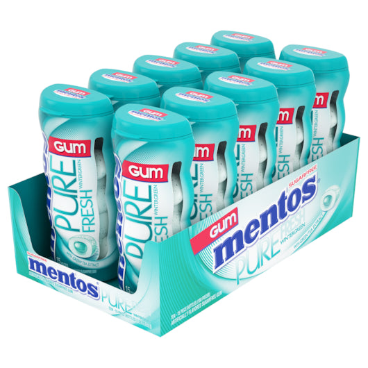 Mentos Sugar Free Pure Fresh Wintergreen Gum, 12 x 10 x 15 PC Case - Candy & Confections
