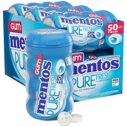 Mentos Sugar Free Pure Fresh Gum Fresh Mint Curvy Bottle, 6 x 6 x 50 PC Case - DOT product image 4