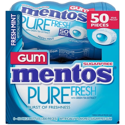 Mentos Sugar Free Pure Fresh Gum Fresh Mint Curvy Bottle, 6 x 6 x 50 PC Case - DOT product image 5