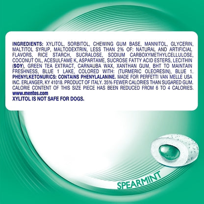 Mentos Sugar Free Pure Fresh Gum Spearmint Curvy Bottle, 6 x 6 x 50 PC Case - Candy & Confections