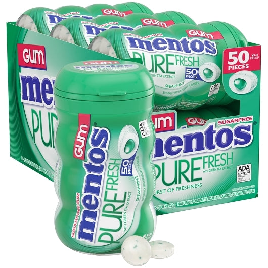 Mentos Sugar Free Pure Fresh Gum Spearmint Curvy Bottle, 6 x 6 x 50 PC Case - DOT product image 4