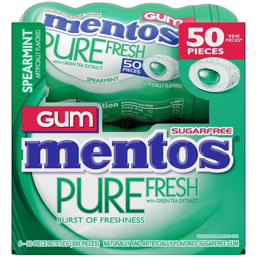 Mentos Sugar Free Pure Fresh Gum Spearmint Curvy Bottle, 6 x 6 x 50 PC Case - DOT product image 5