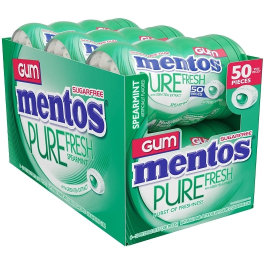 Mentos Sugar Free Pure Fresh Gum Spearmint Curvy Bottle, 6 x 6 x 50 PC Case - DOT product image 6