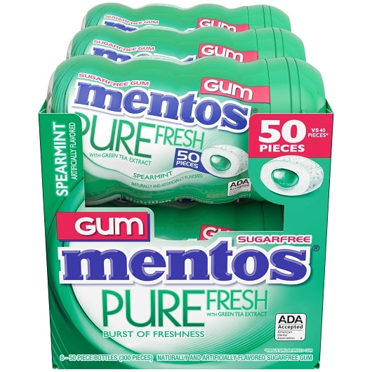 Mentos Sugar Free Pure Fresh Gum Spearmint Curvy Bottle, 6 x 6 x 50 PC Case - DOT product image 8