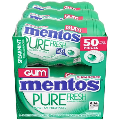 Mentos Sugar Free Pure Fresh Gum Spearmint Curvy Bottle, 6 x 6 x 50 PC Case - DOT product image 8
