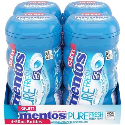 Mentos Sugar Free Pure Fresh Gum Fresh Mint Curvy Bottle, 6 x 4 x 50 PC Case - DOT product image 2