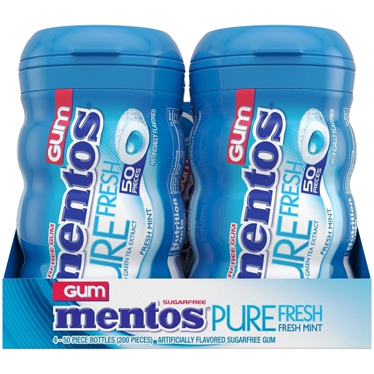 Mentos Sugar Free Pure Fresh Gum Fresh Mint Curvy Bottle, 6 x 4 x 50 PC Case - DOT product image 7