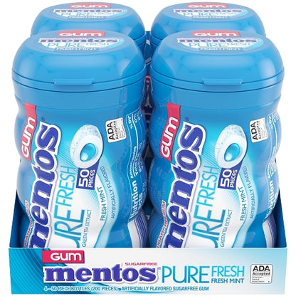 Mentos Sugar Free Pure Fresh Gum Fresh Mint Curvy Bottle, 6 x 4 x 50 PC Case - DOT product image 8