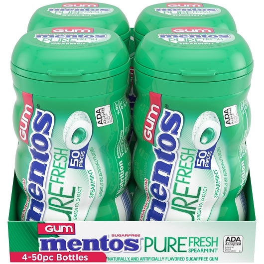 Mentos Sugar Free Pure Fresh Gum Spearmint Curvy Bottle, 6 x 4 x 50 PC Case - DOT product image 2