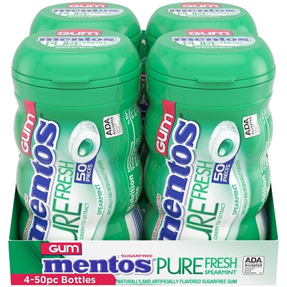 Mentos Sugar Free Pure Fresh Gum Spearmint Curvy Bottle, 6 x 4 x 50 PC Case - DOT product image 2