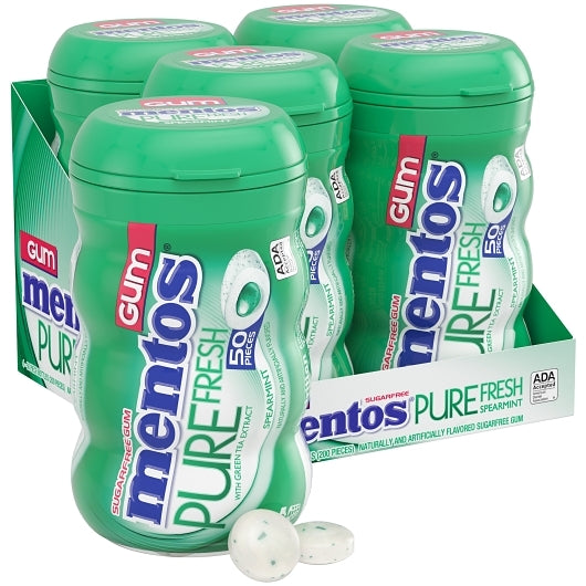 Mentos Sugar Free Pure Fresh Gum Spearmint Curvy Bottle, 6 x 4 x 50 PC Case - DOT product image 4