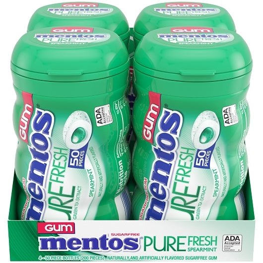 Mentos Sugar Free Pure Fresh Gum Spearmint Curvy Bottle, 6 x 4 x 50 PC Case - DOT product image 8