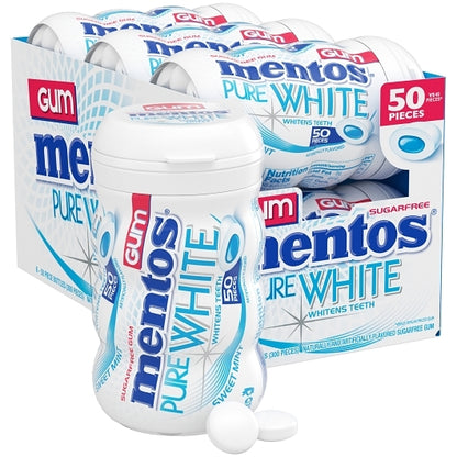 Mentos Sugar Free Pure Fresh Gum Pure White Curvy Bottle, 6 x 6 x 50 PC Case - DOT product image 5