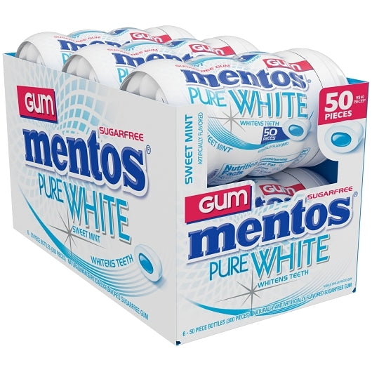 Mentos Sugar Free Pure Fresh Gum Pure White Curvy Bottle, 6 x 6 x 50 PC Case - DOT product image 7