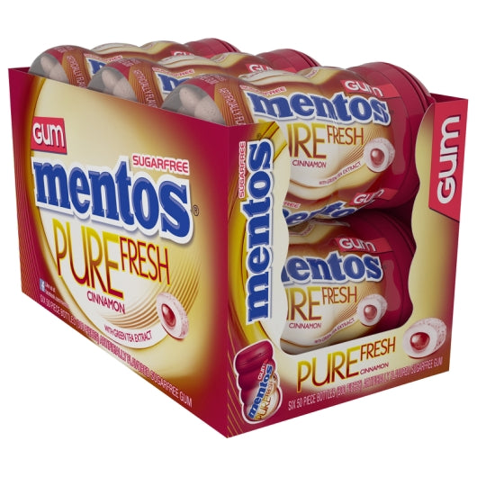 Mentos Sugar Free Pure Fresh Cinnamon Gum Curvy Bottle, 6 x 6 x 50 PC Case - DOT product image 2