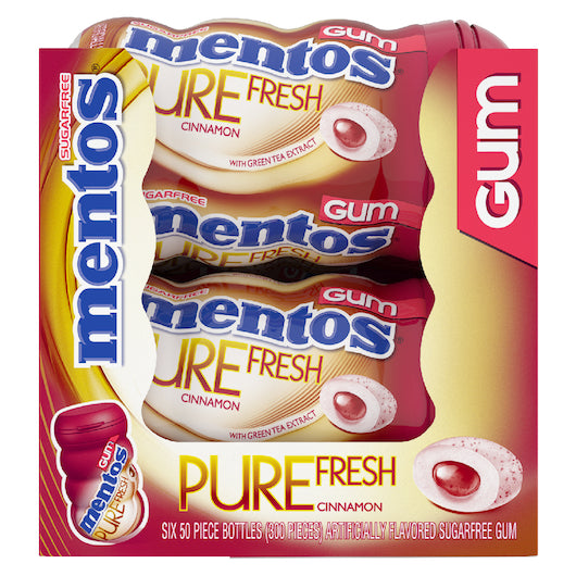 Mentos Sugar Free Pure Fresh Cinnamon Gum Curvy Bottle, 6 x 6 x 50 PC Case - DOT product image 4