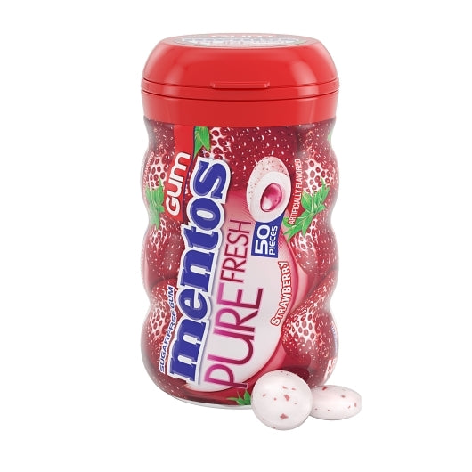 Mentos Pure Fresh Strawberry Flavored Chewing Gum, 6 x 3.53 oz Case - Candy & Confections