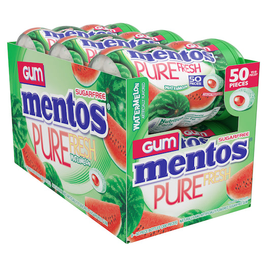 Mentos Sugar Free Pure Fresh Gum Watermelon Curvy Bottle, 6 x 6 x 50 PC Case - DOT product image 3