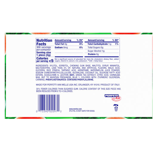 Mentos Sugar Free Pure Fresh Gum Watermelon Curvy Bottle, 6 x 6 x 50 PC Case - DOT product image 4