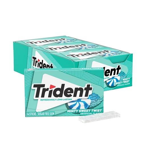 Trident Mint Sweet Twist Sugar Free Gum, 12 x 14 ct Case - Candy & Confections