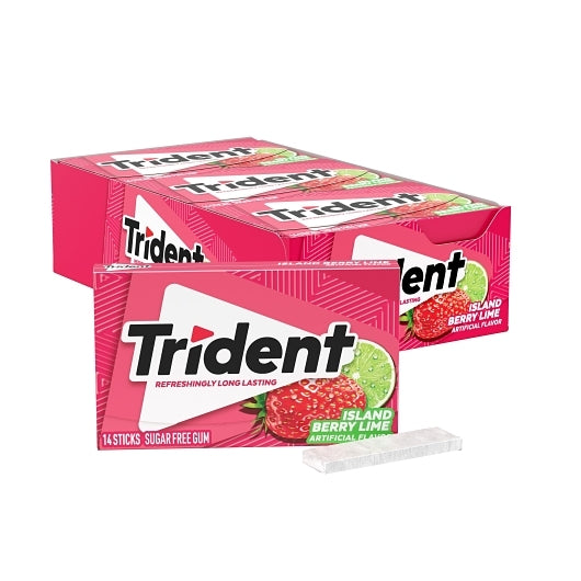 Trident Sugar Free Island Berry Lime Gum, 12 x 14 ct Case - Candy & Confections