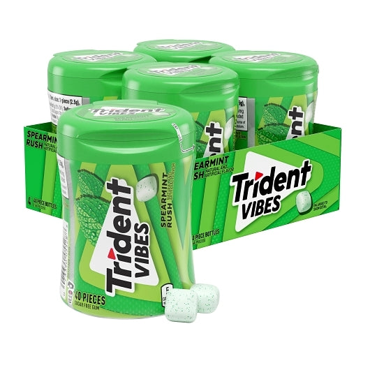 Trident Vibes Spearmint Gum, 6 x 4 x 40 ct Case - Candy & Confections