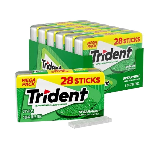 Trident Gum Spearmint Large Pack, 8 x 6 x 28 ct Case - Candy & Confections