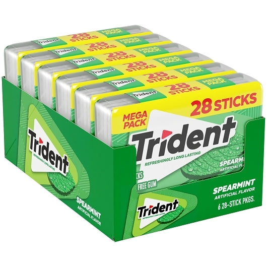 Trident Gum Spearmint Large Pack, 8 x 6 x 28 ct Case - Candy & Confections - image 2