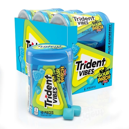 Trident Vibes Blue Raspberry Gum, 4 x 6 x 40 ct Case - Candy & Confections