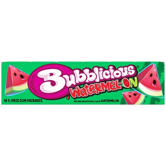 Bubblicious Gum Watermelon, 8 x 18 x 5 ct Case - Candy & Confections
