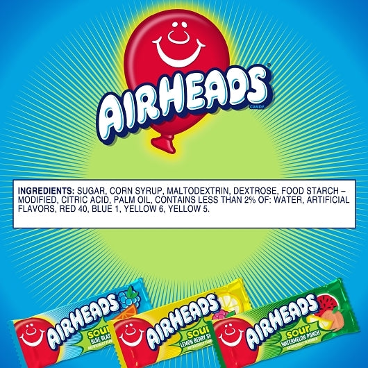 Airheads Sour, 12 x 12 oz Case - Candy & Confections