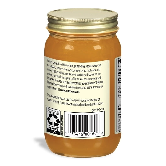 Lundberg Family Farms Organic Brown Rice Syrup Jar, 12 x 21 oz Case - Rice & Grains