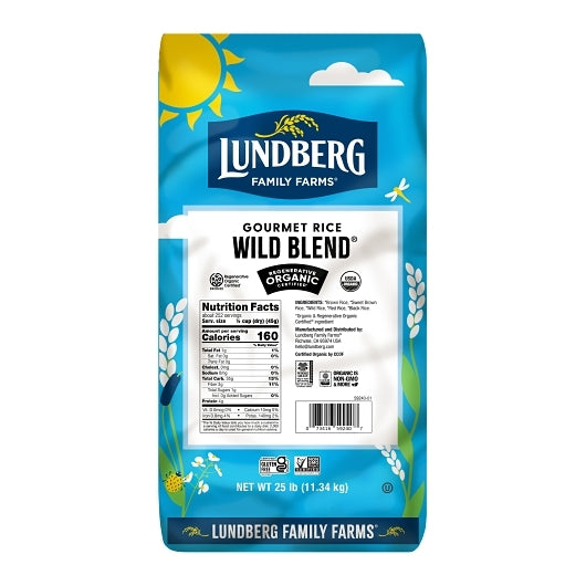 Lundberg Family Farms Regenerative Organic Certified Wild Blend Rice, 1 x 25 lb Case - Rice & Grains