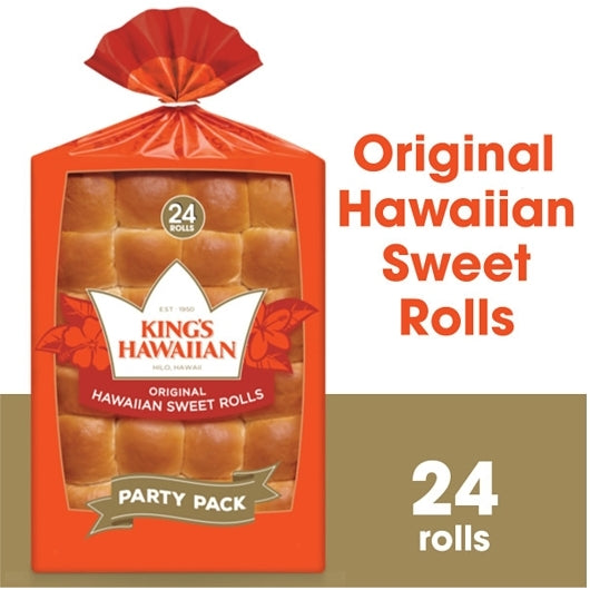 Kings Hawaiian Sweet Original Hawaiian Sweet Dinner Rolls, 10 x 24 oz Case - Breads, Rolls & Buns