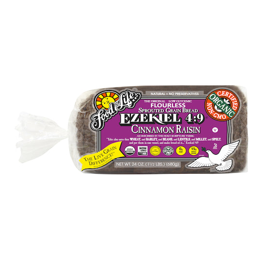 Food For Life ORGANIC EZEKIEL 4:9 SPROUTED WHOLE GRAIN CINNAMON RAISIN BREAD, 6 x 24 oz Case - DOT product image 8