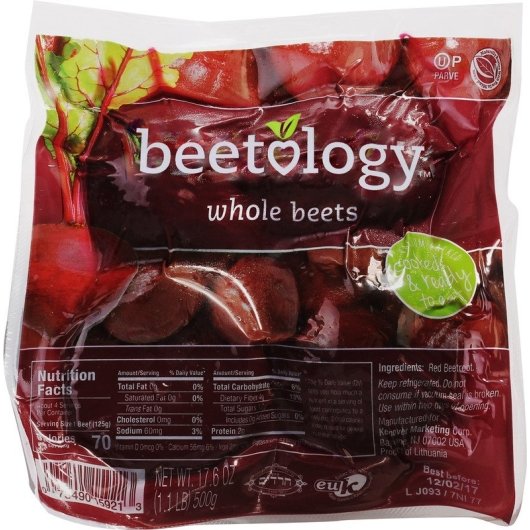 Beetology Non-GMO Fair Trade Peeled and Cooked Red Whole Beets, 12 x 17.6 oz Case - Frozen & Refrigerated