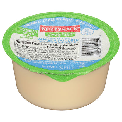 Kozy Shack Simply Well Vanilla Pudding, 48 x 4 oz Case - Bakery & Desserts