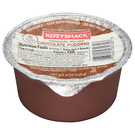 Kozy Shack Chocolate Pudding, 48 x 4 oz Case - Bakery & Desserts