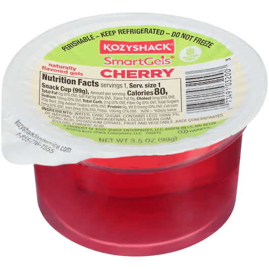 Kozy Shack Cherry SmartGels, 48 x 3.5 oz Case - Bakery & Desserts