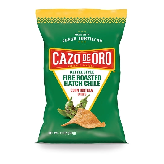 Cazo De Oro Tortilla Chips Fire Roasted Hatch Chili, 9 x 11 oz Case - Snacks