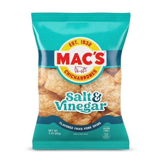 Mac's Box Of Salt & Vinegar Pork Skins, 12 x 3 oz Case - Meat, Poultry & Seafood