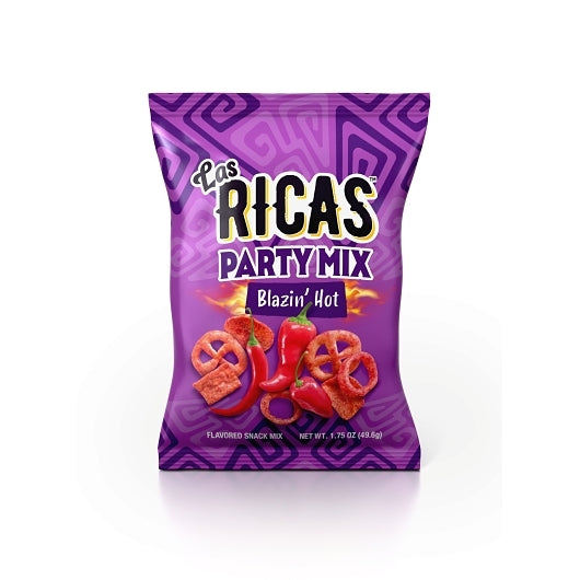 Las Ricas Blazin Hot Party Mix Puffed Snack, 6 x 1.75 oz Case - Pantry Ingredients